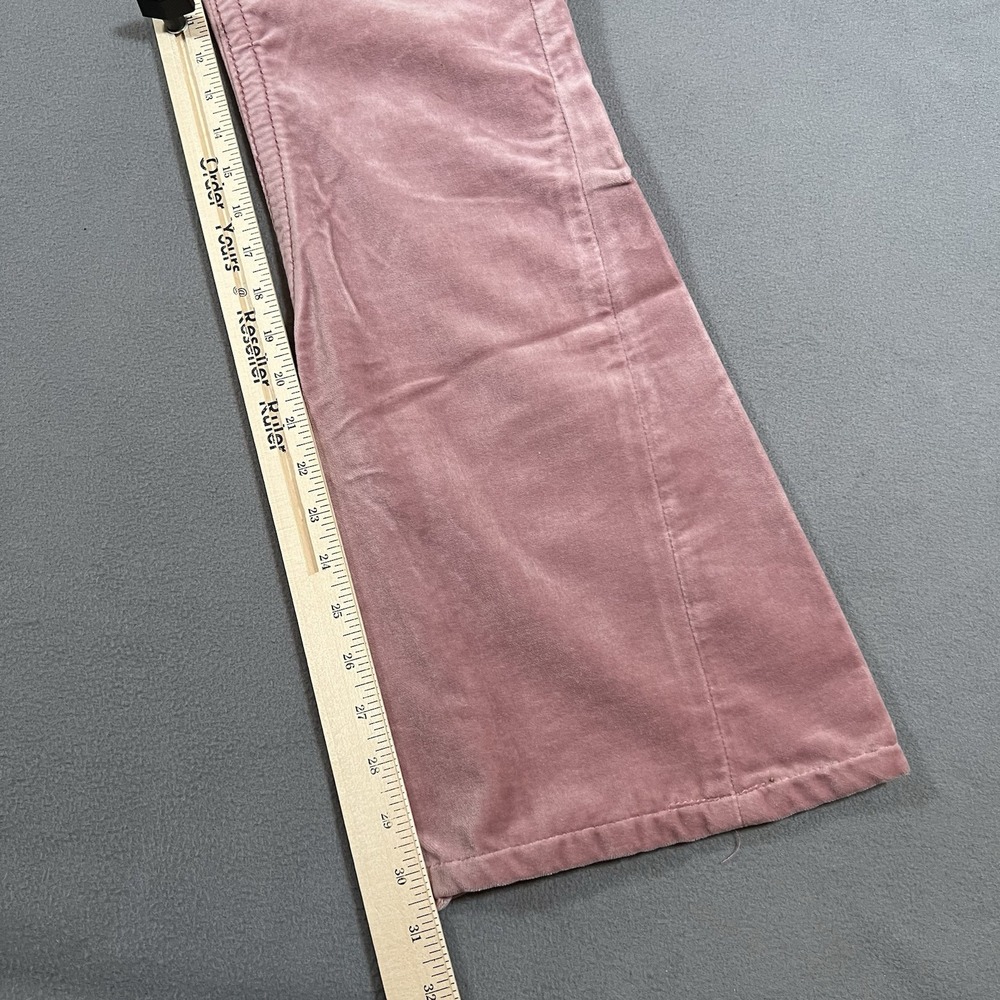 True Religion Joey Big T Velour Flare Leg Pants Sz 31x30 Pink Bootcut Flaps USA - Picture 11 of 12
